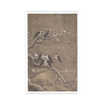 Unidentified artist - Collared Crows on Winter Prunus - unknown - STICKER Vinyl Kiss-Cut Decal
