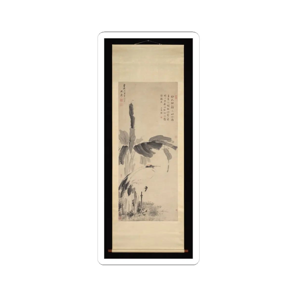 Unidentified artist - Crane Beneath a Banana Tree - dated 1638 v2 - STICKER Vinyl Kiss-Cut Decal