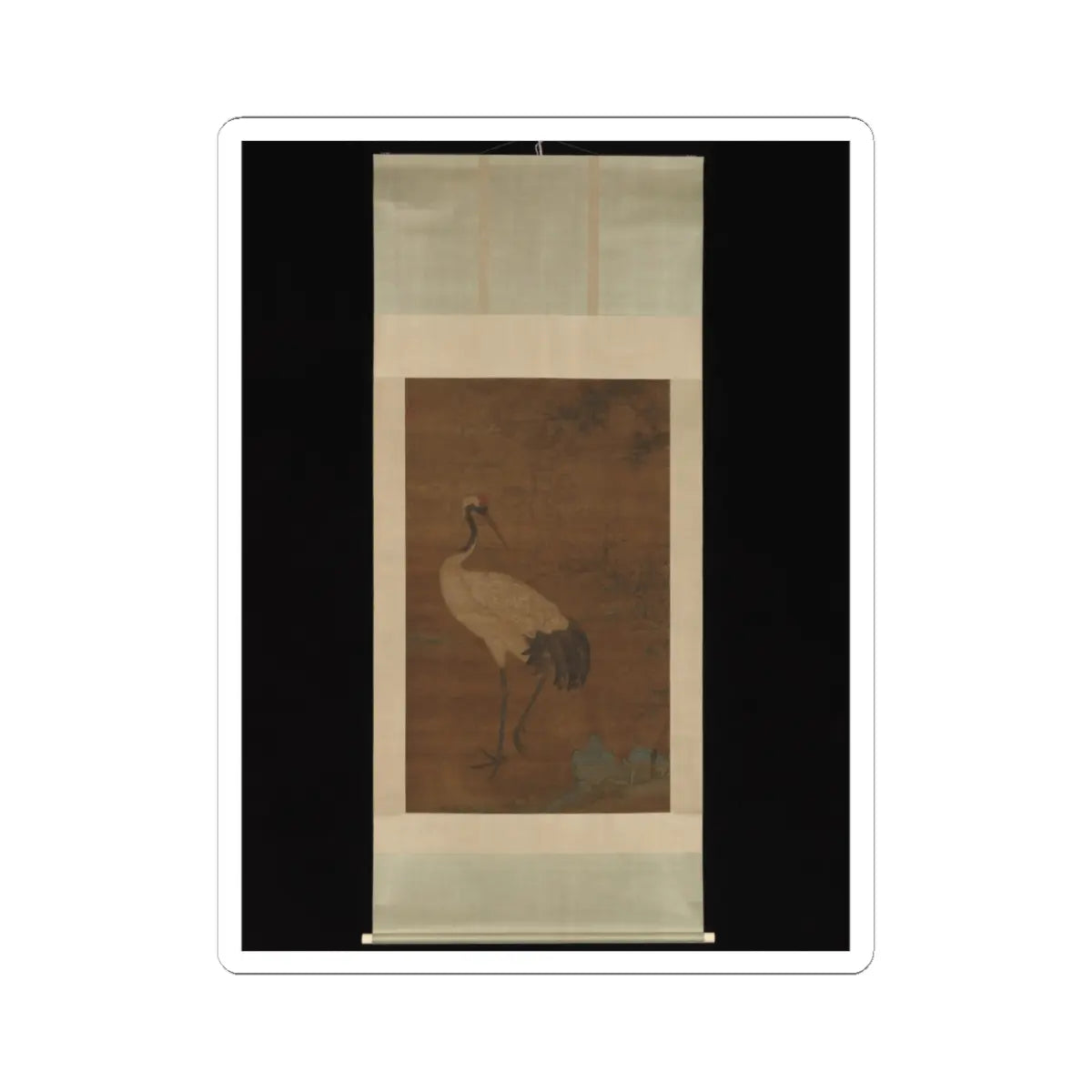 Unidentified artist - Crane in a bamboo grove - 14th–early 15th century v2 - STICKER Vinyl Kiss-Cut Decal