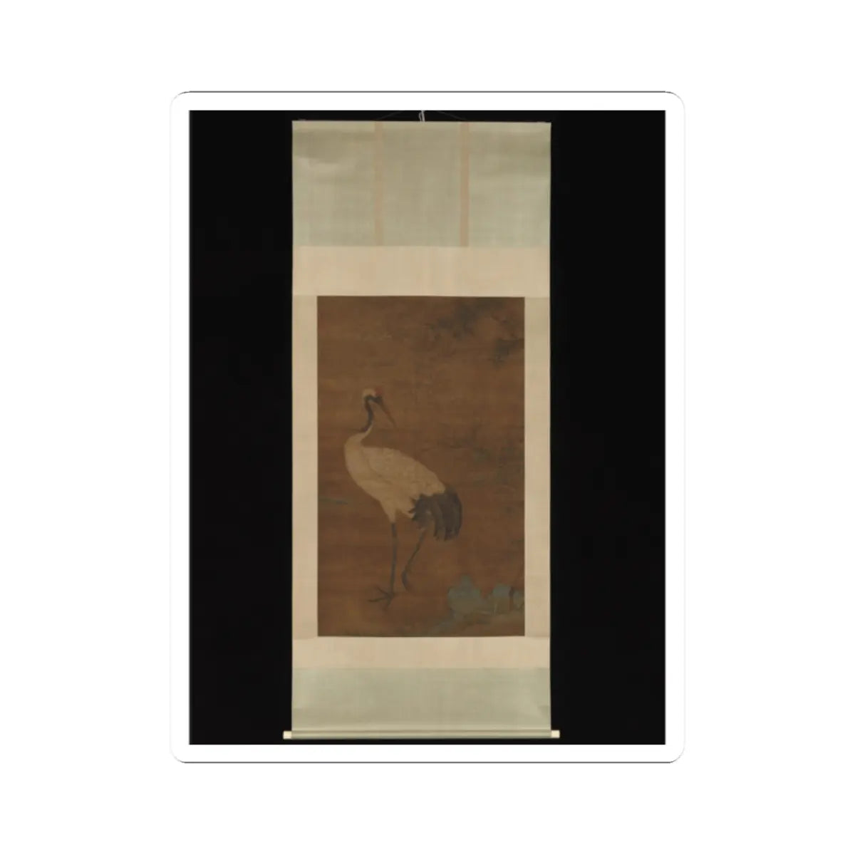 Unidentified artist - Crane in a bamboo grove - 14th–early 15th century v2 - STICKER Vinyl Kiss-Cut Decal