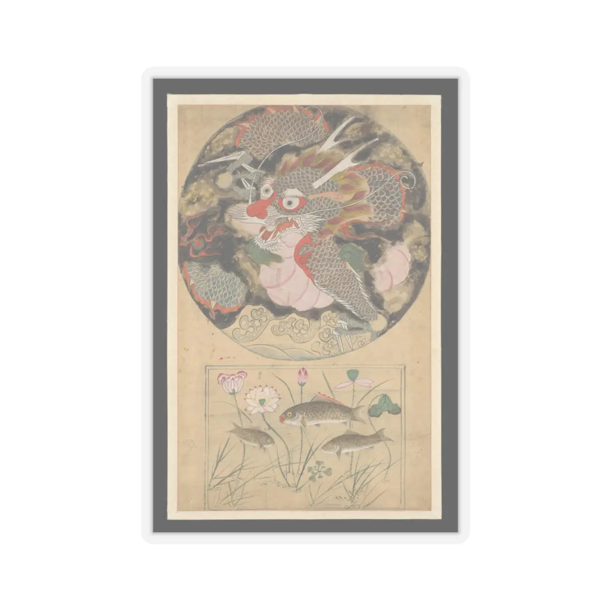 Unidentified artist - Dragon and carp - late 19th century - STICKER Vinyl Kiss-Cut Decal