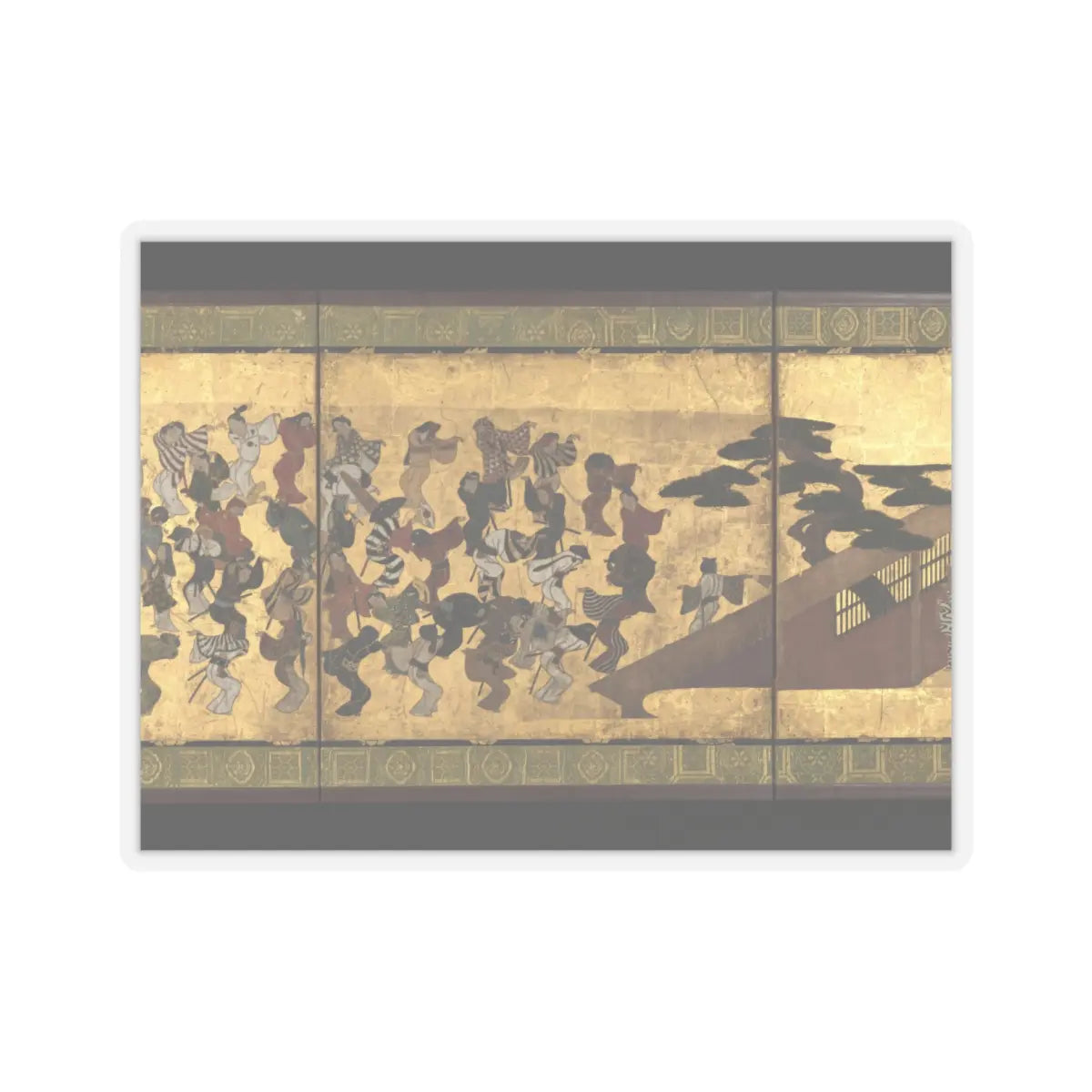 Unidentified artist - Festive Dancing at a Samurai Residence (Fūryū odori zu byōbu) - ca. 1660 v3 - STICKER Vinyl Kiss-Cut Decal
