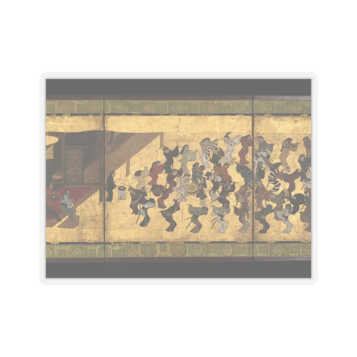 Unidentified artist - Festive Dancing at a Samurai Residence (Fūryū odori zu byōbu) - ca. 1660 v4 - STICKER Vinyl Kiss-Cut Decal