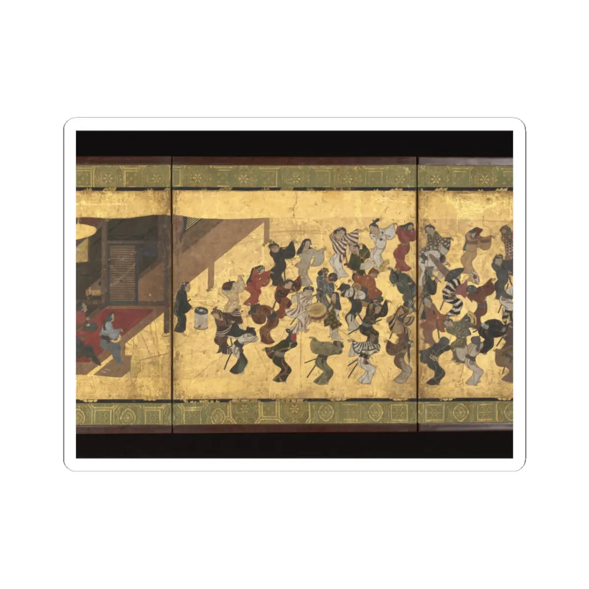 Unidentified artist - Festive Dancing at a Samurai Residence (Fūryū odori zu byōbu) - ca. 1660 v4 - STICKER Vinyl Kiss-Cut Decal