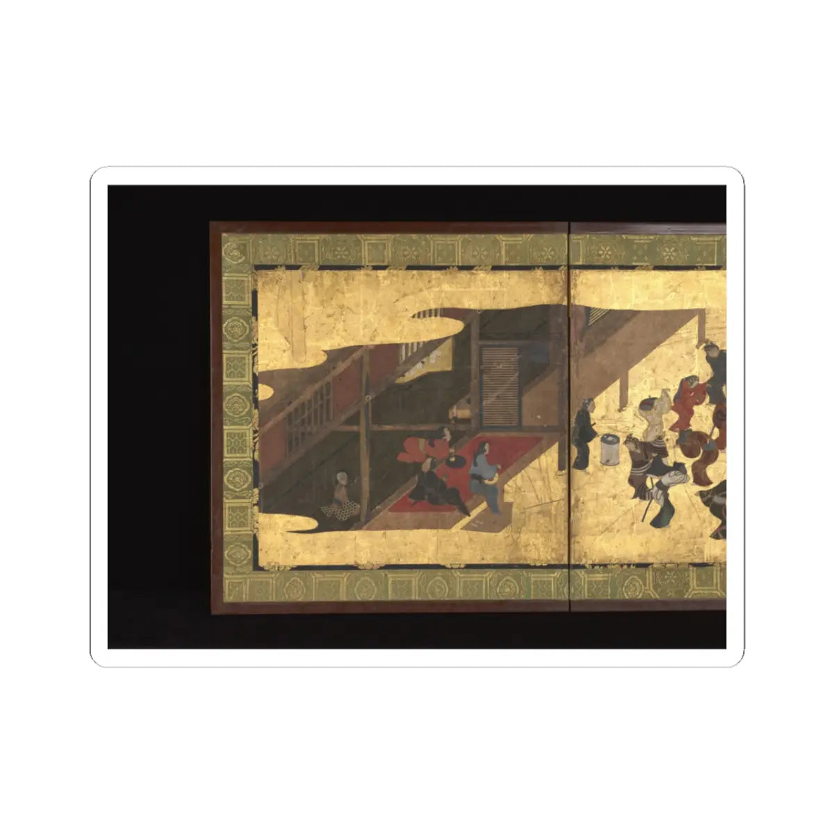 Unidentified artist - Festive Dancing at a Samurai Residence (Fūryū odori zu byōbu) - ca. 1660 v5 - STICKER Vinyl Kiss-Cut Decal