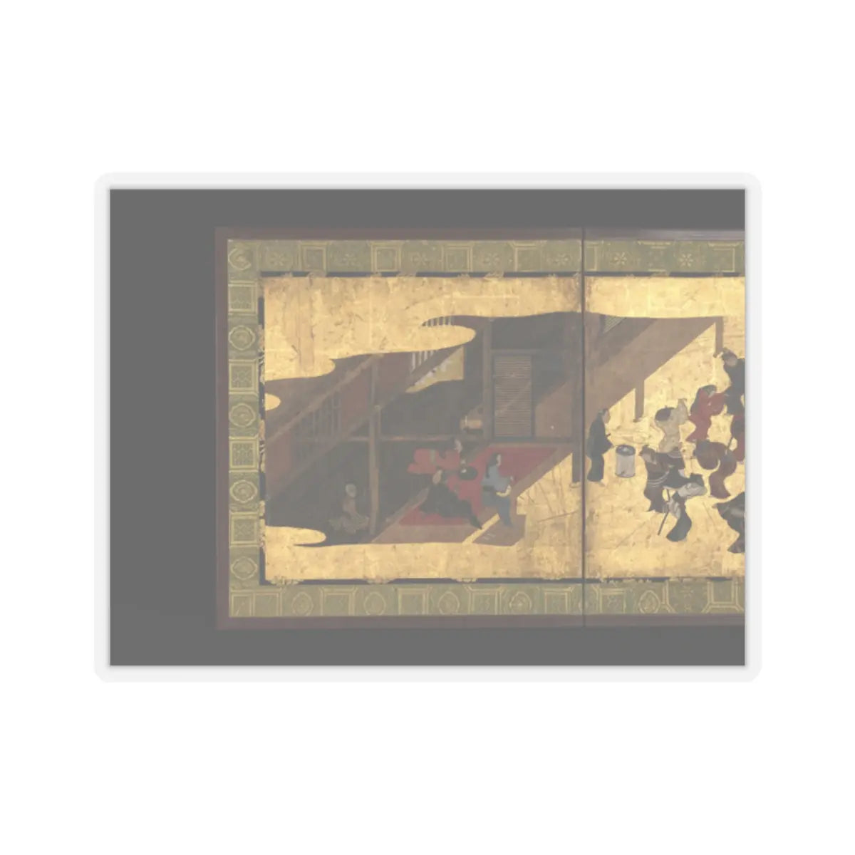 Unidentified artist - Festive Dancing at a Samurai Residence (Fūryū odori zu byōbu) - ca. 1660 v5 - STICKER Vinyl Kiss-Cut Decal