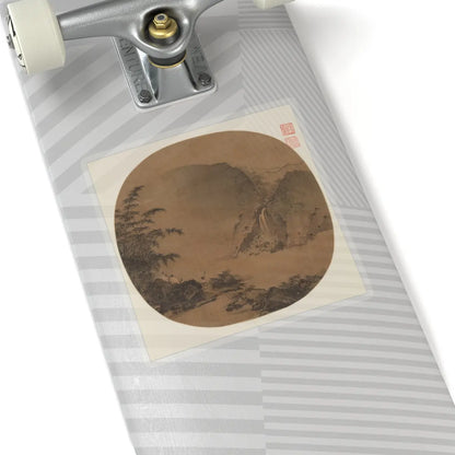 Unidentified artist - Gentlemen gazing at a waterfall - 13th century - STICKER Vinyl Kiss-Cut Decal