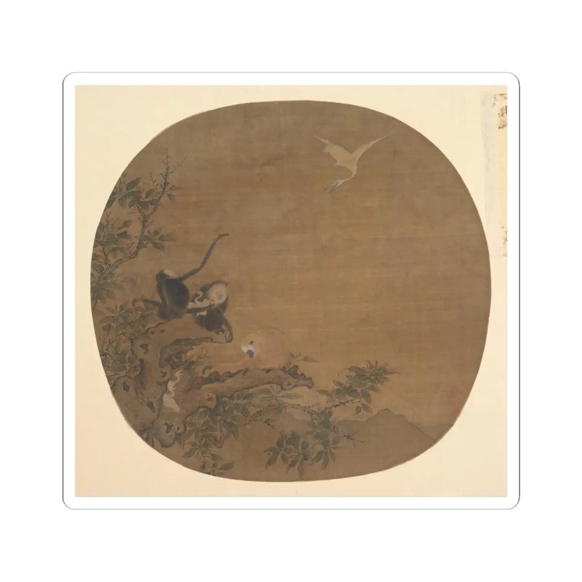Unidentified artist - Gibbons Raiding an Egret's Nest - late 12th century - STICKER Vinyl Kiss-Cut Decal