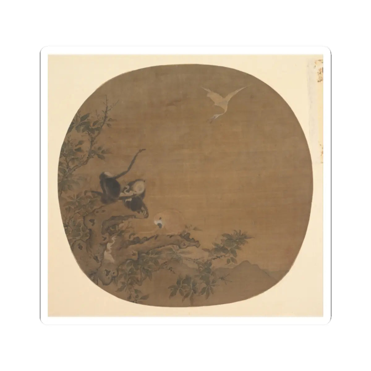 Unidentified artist - Gibbons Raiding an Egret's Nest - late 12th century - STICKER Vinyl Kiss-Cut Decal