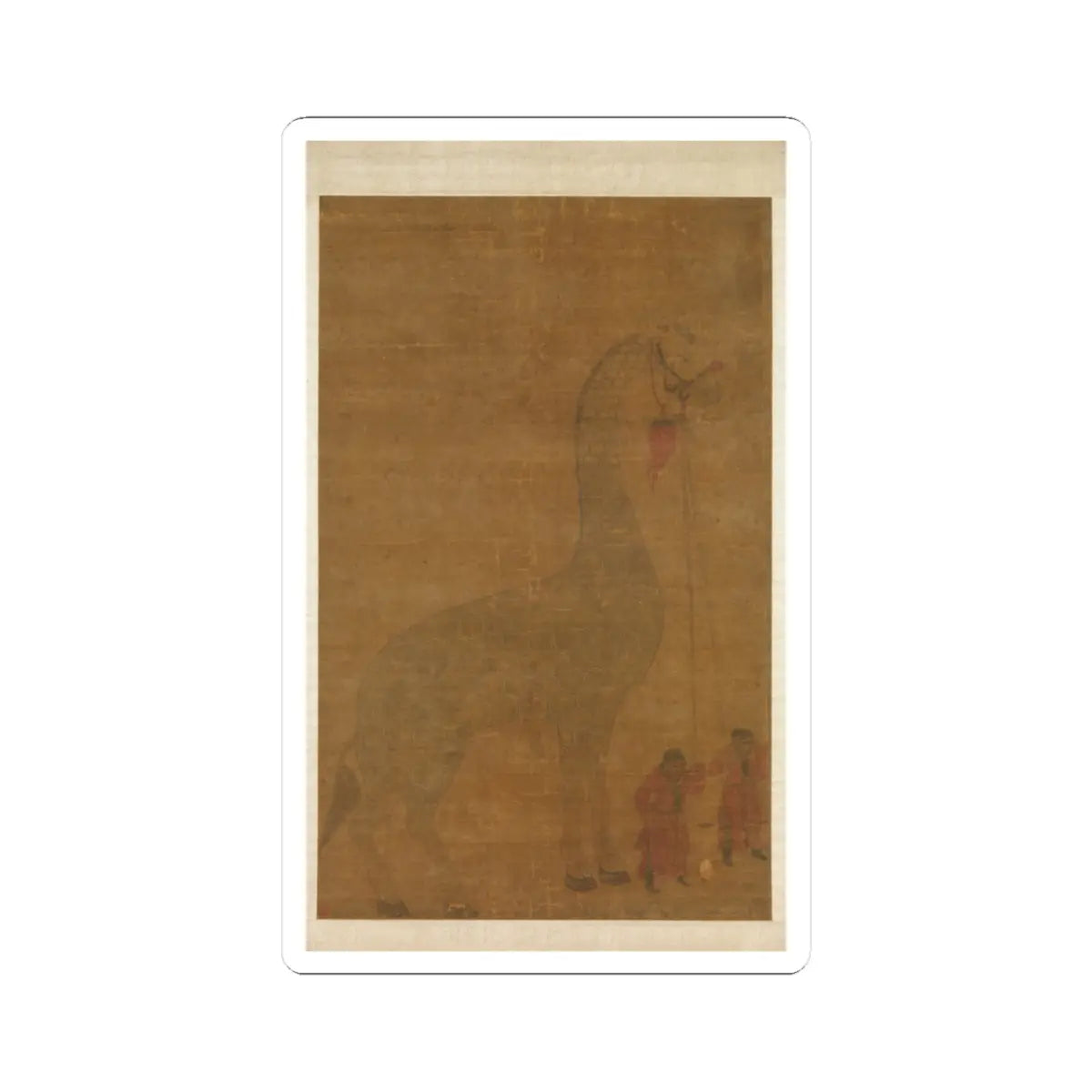 Unidentified artist - Giraffe with Two Keepers - unknown v1 - STICKER Vinyl Kiss-Cut Decal