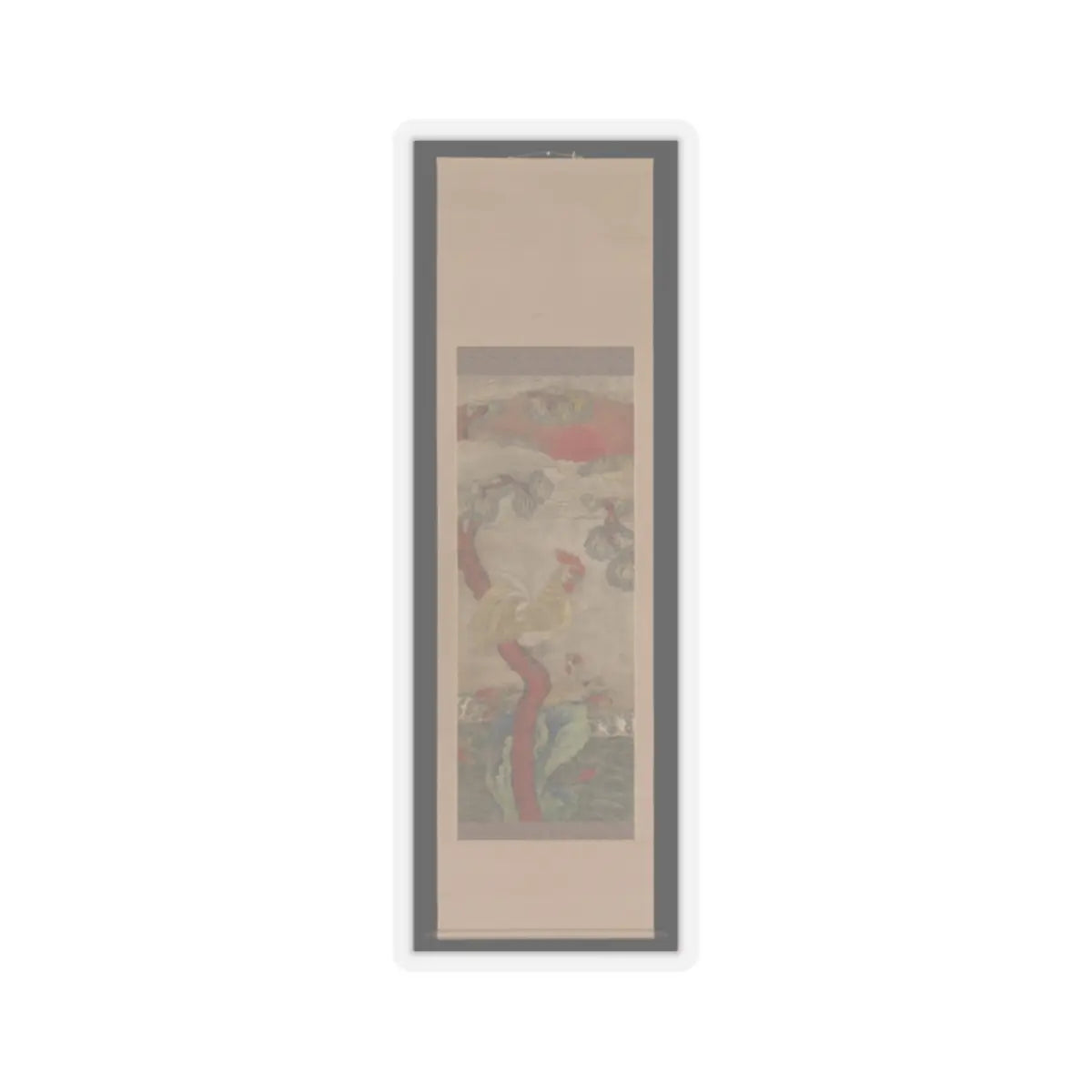 Unidentified artist - Golden Rooster and Hen - 19th century v2 - STICKER Vinyl Kiss-Cut Decal