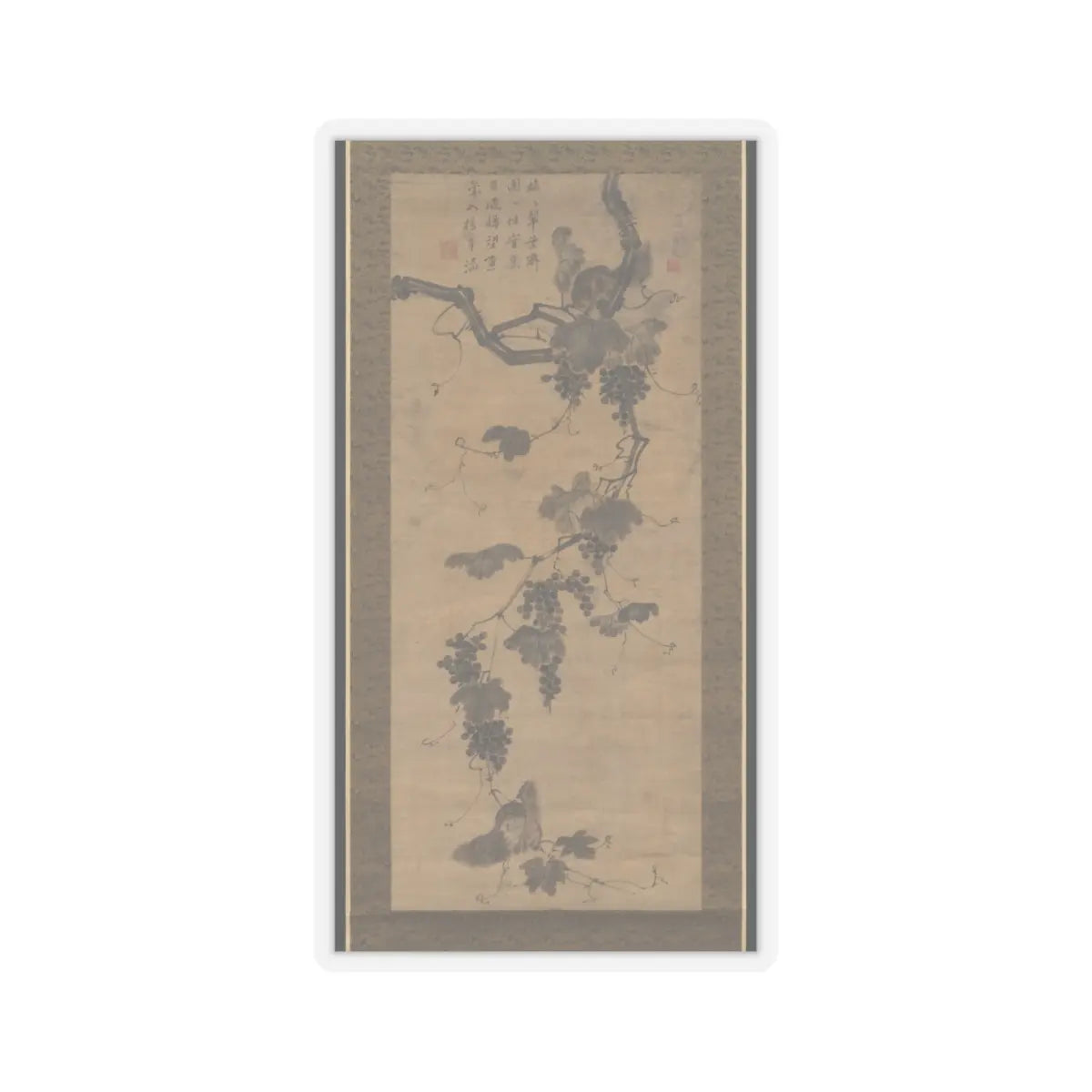 Unidentified artist - Grapevine and Squirrels - early 19th century v1 - STICKER Vinyl Kiss-Cut Decal
