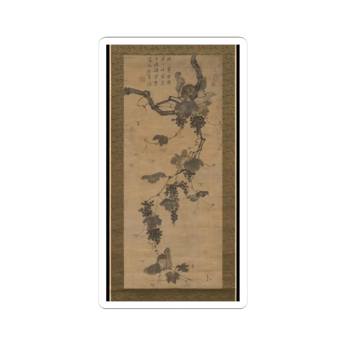 Unidentified artist - Grapevine and Squirrels - early 19th century v1 - STICKER Vinyl Kiss-Cut Decal