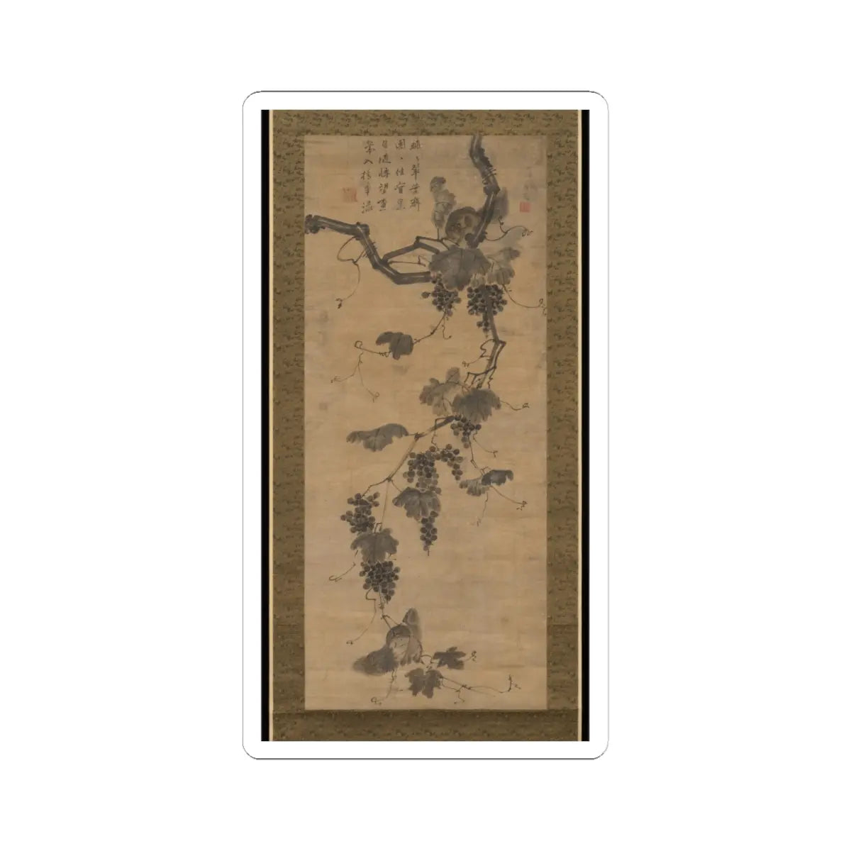 Unidentified artist - Grapevine and Squirrels - early 19th century v1 - STICKER Vinyl Kiss-Cut Decal