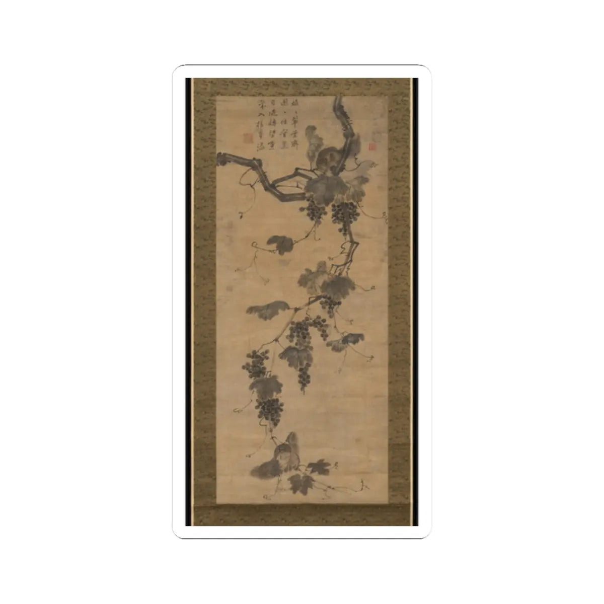 Unidentified artist - Grapevine and Squirrels - early 19th century v1 - STICKER Vinyl Kiss-Cut Decal