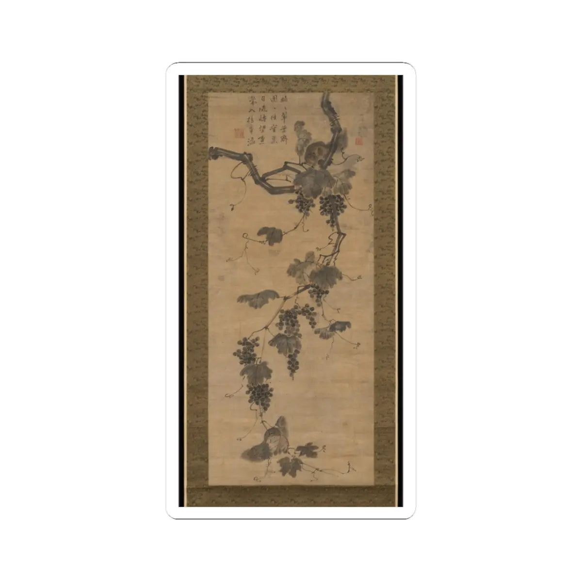 Unidentified artist - Grapevine and Squirrels - early 19th century v1 - STICKER Vinyl Kiss-Cut Decal