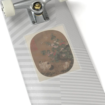 Unidentified artist - Hollyhocks and Cats - unknown - STICKER Vinyl Kiss-Cut Decal