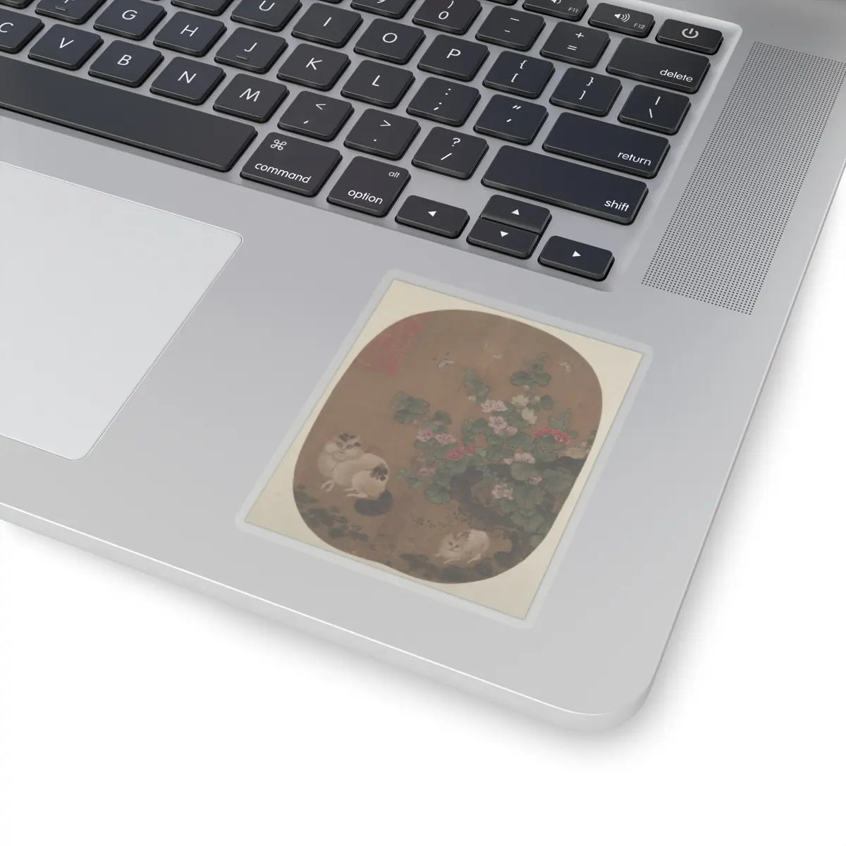 Unidentified artist - Hollyhocks and Cats - unknown - STICKER Vinyl Kiss-Cut Decal