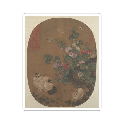 Unidentified artist - Hollyhocks and Cats - unknown - STICKER Vinyl Kiss-Cut Decal