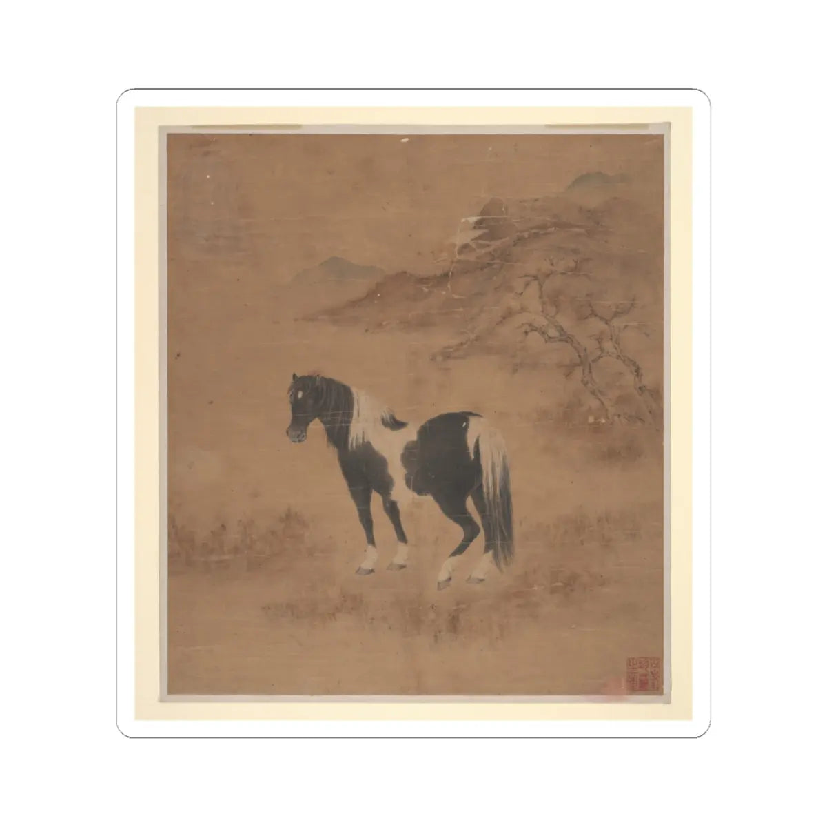 Unidentified artist - Horse and Landscape - unknown - STICKER Vinyl Kiss-Cut Decal