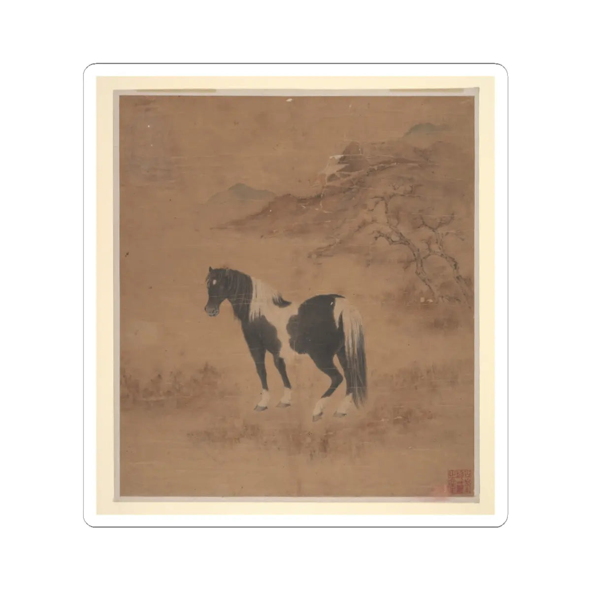 Unidentified artist - Horse and Landscape - unknown - STICKER Vinyl Kiss-Cut Decal