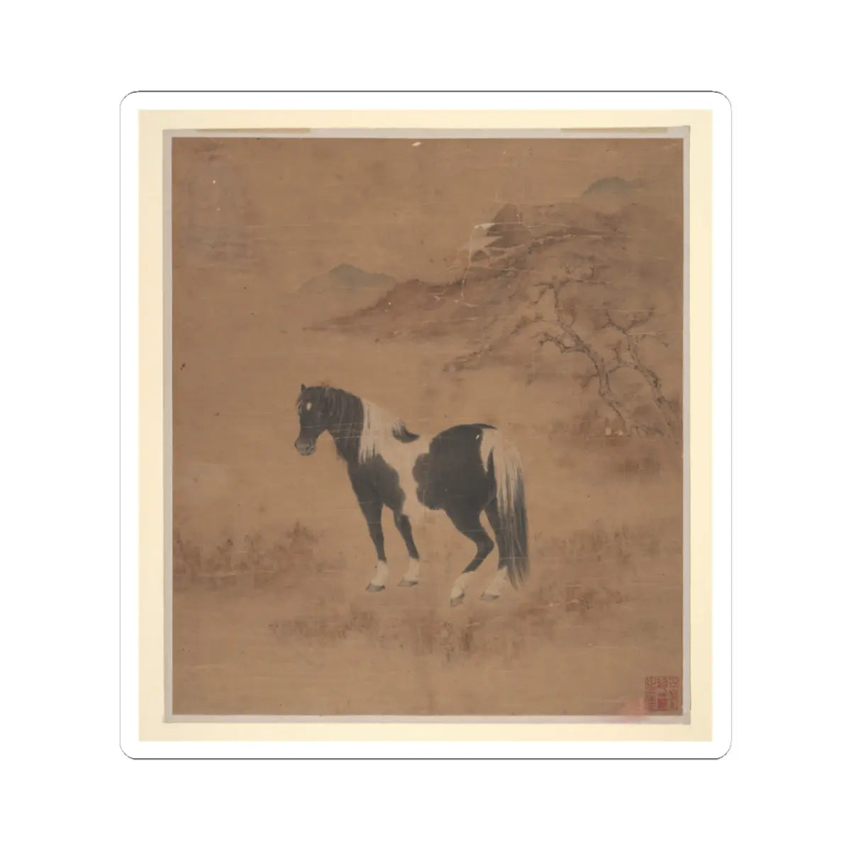 Unidentified artist - Horse and Landscape - unknown - STICKER Vinyl Kiss-Cut Decal