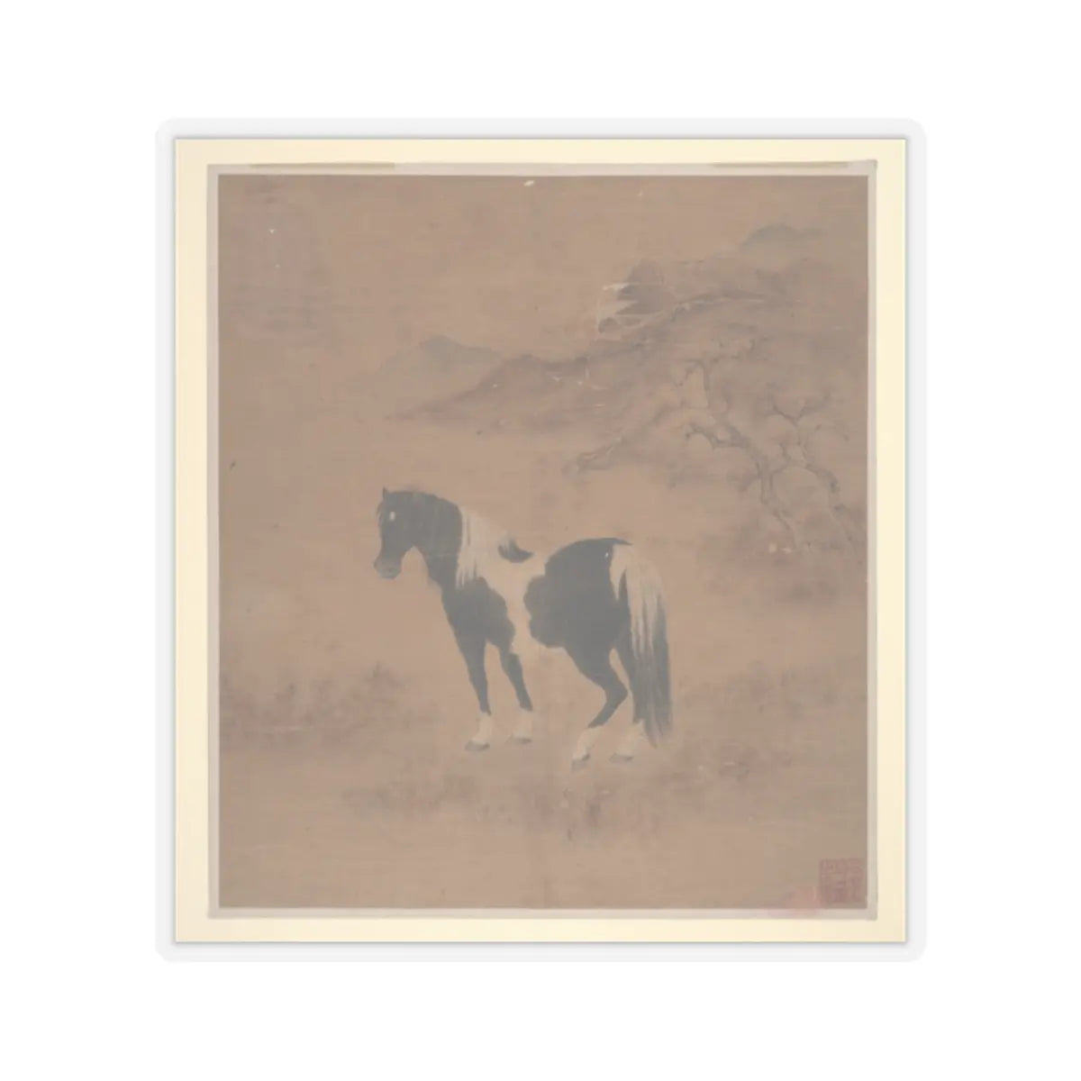 Unidentified artist - Horse and Landscape - unknown - STICKER Vinyl Kiss-Cut Decal