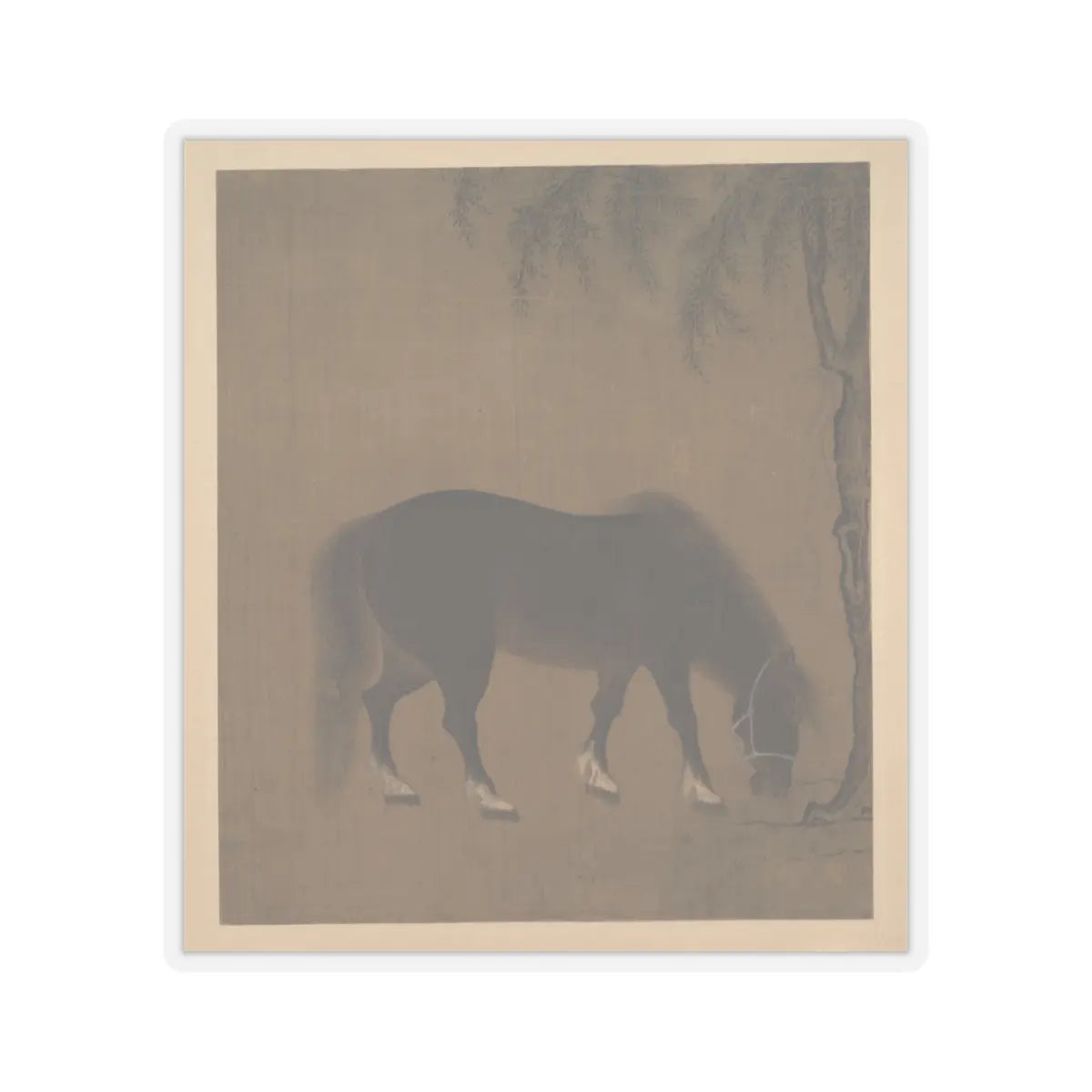 Unidentified artist - Horse and willow tree - early 15th century() - STICKER Vinyl Kiss-Cut Decal