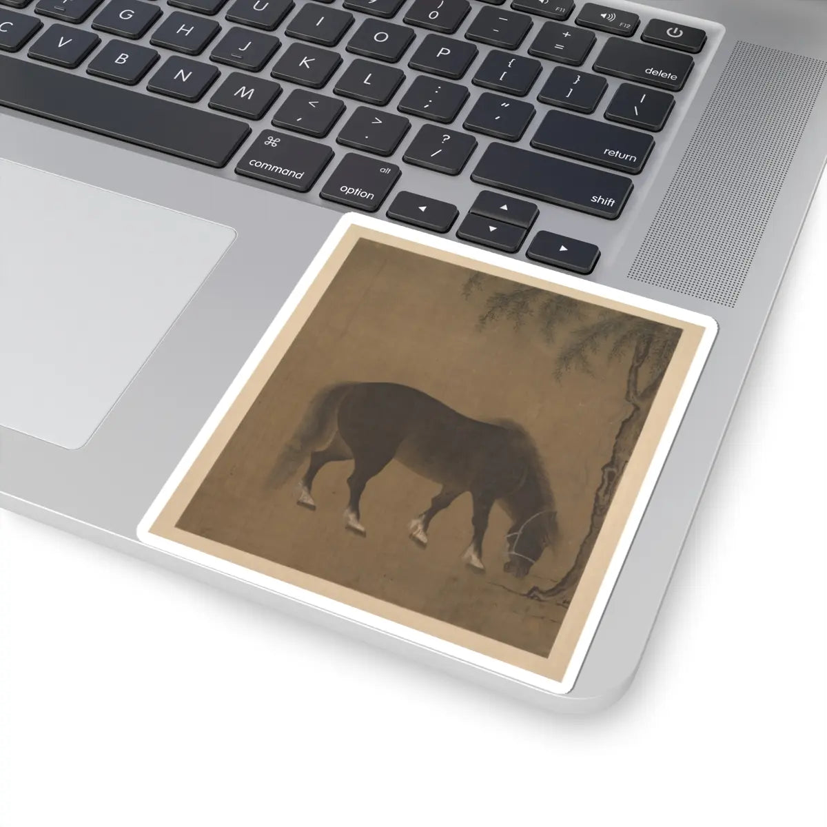 Unidentified artist - Horse and willow tree - early 15th century() - STICKER Vinyl Kiss-Cut Decal