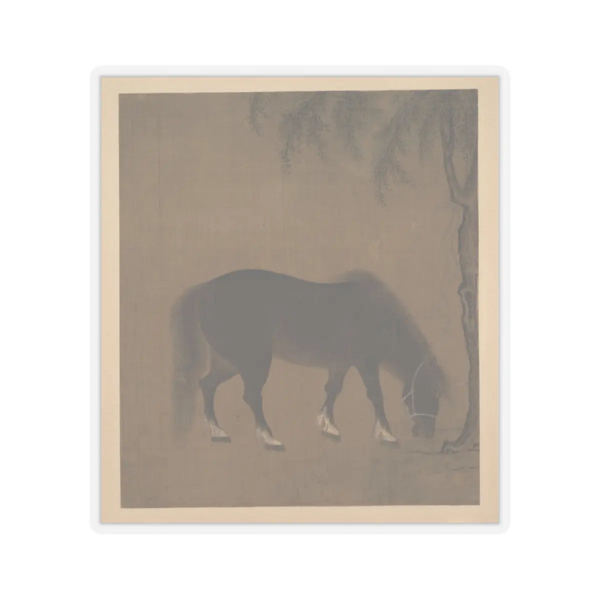 Unidentified artist - Horse and willow tree - early 15th century() - STICKER Vinyl Kiss-Cut Decal