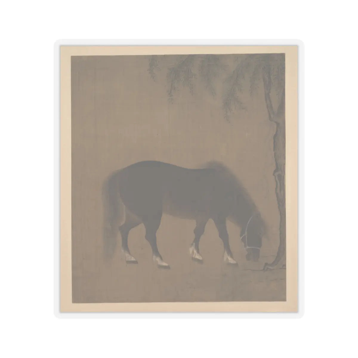 Unidentified artist - Horse and willow tree - early 15th century() - STICKER Vinyl Kiss-Cut Decal