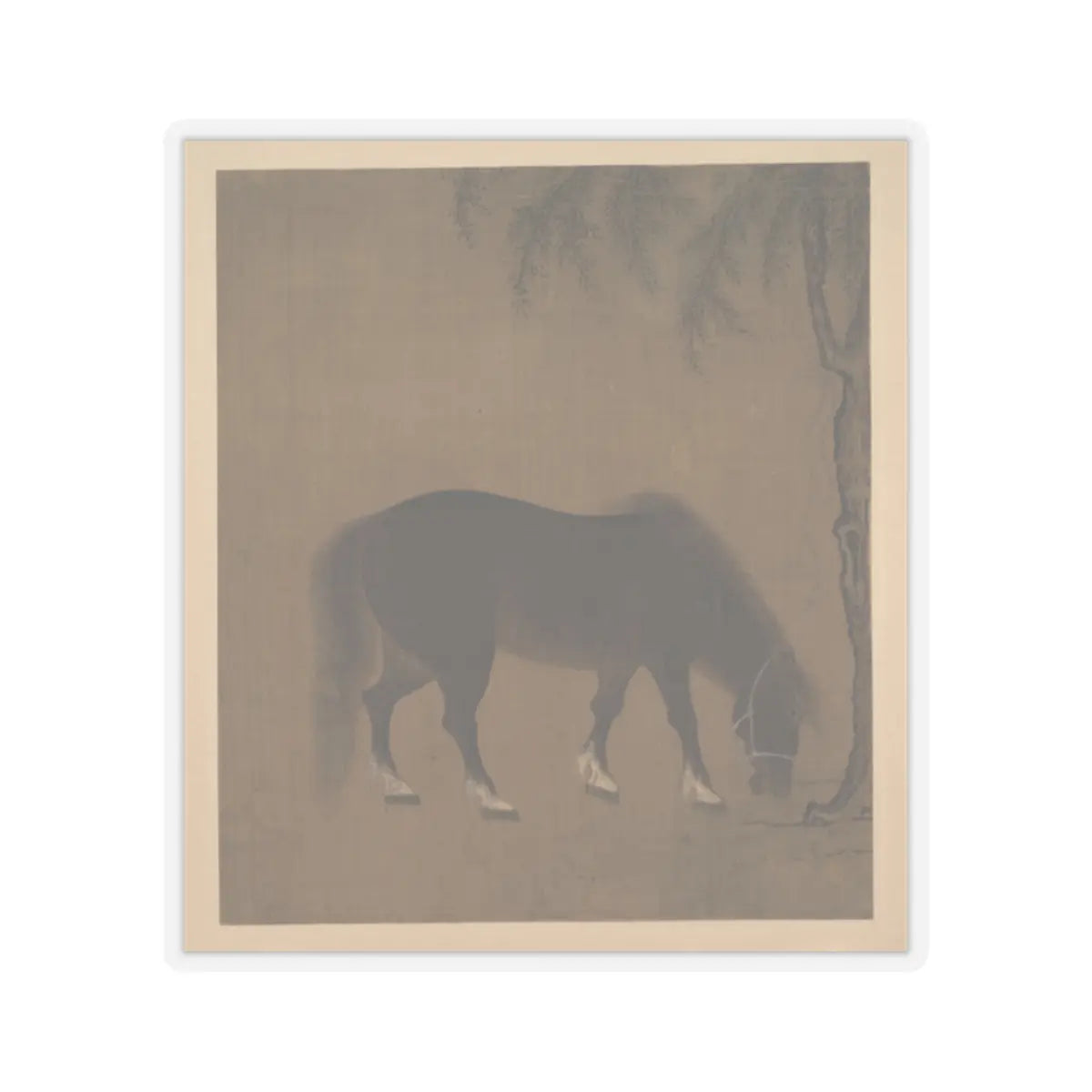 Unidentified artist - Horse and willow tree - early 15th century() - STICKER Vinyl Kiss-Cut Decal