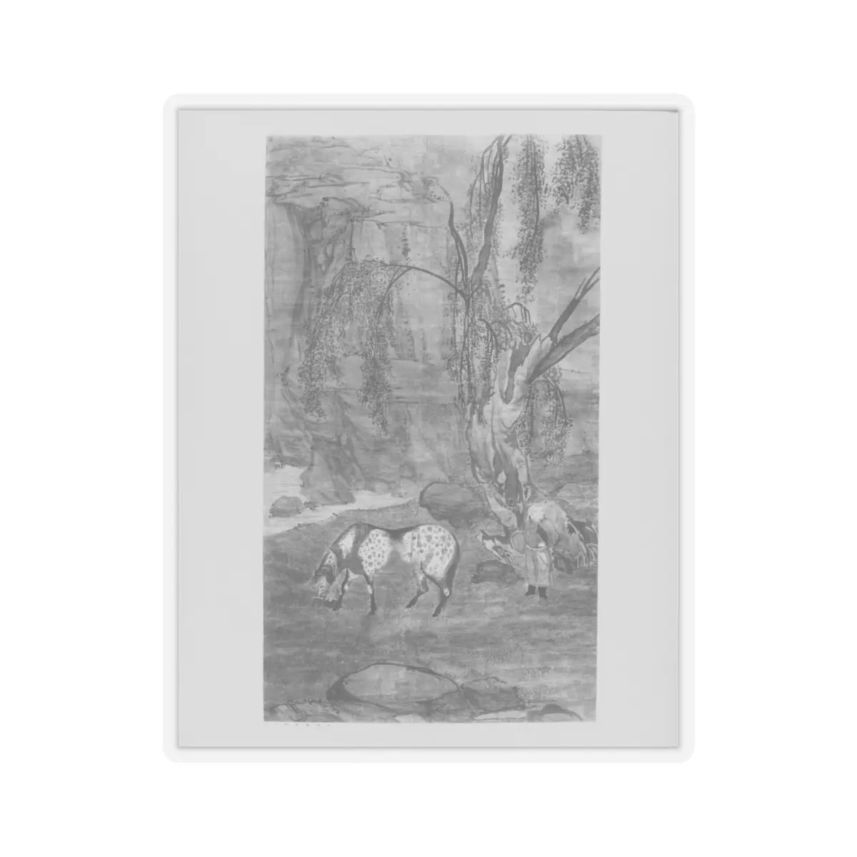 Unidentified artist - Horse, Groom, and Falcon - 17th century - STICKER Vinyl Kiss-Cut Decal
