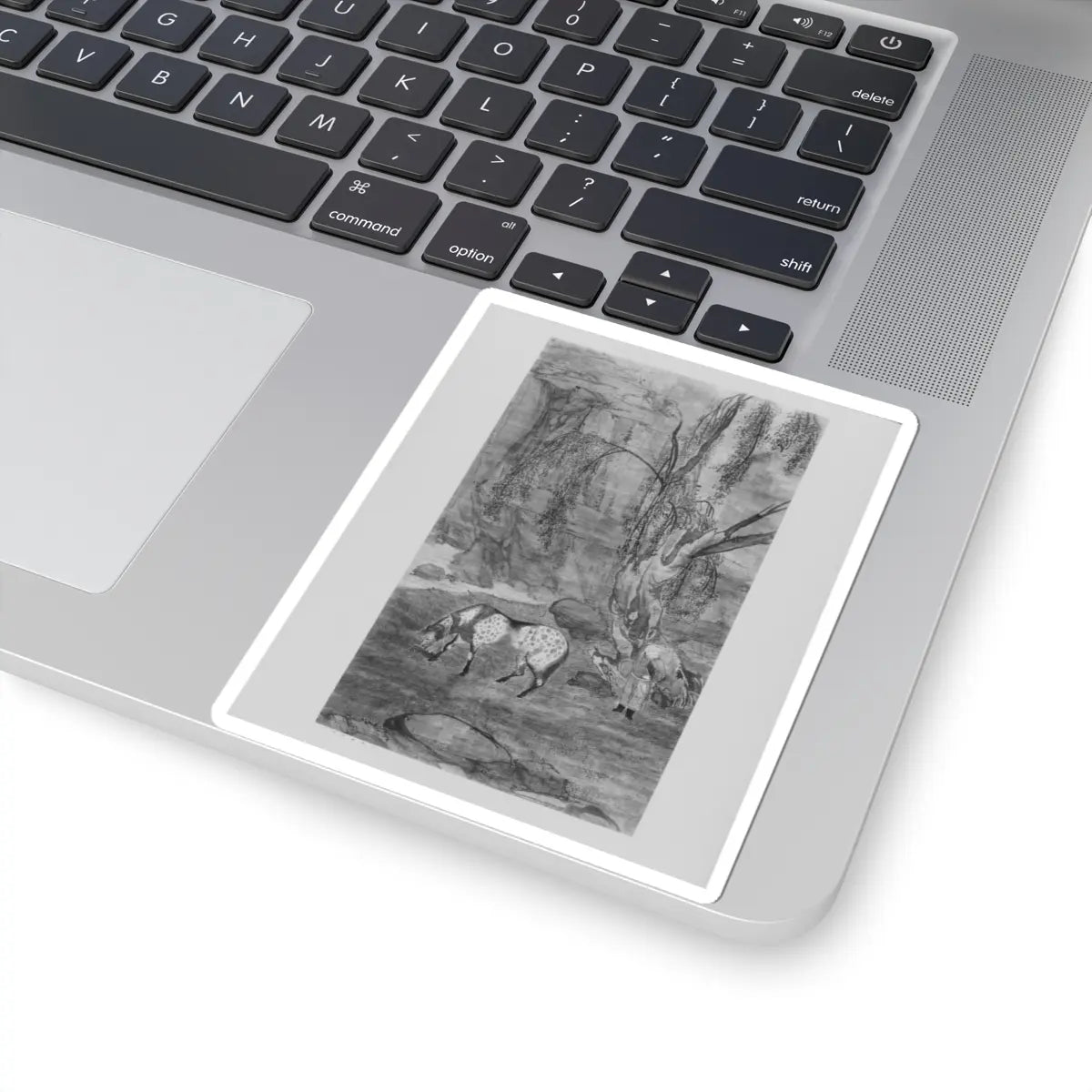 Unidentified artist - Horse, Groom, and Falcon - 17th century - STICKER Vinyl Kiss-Cut Decal