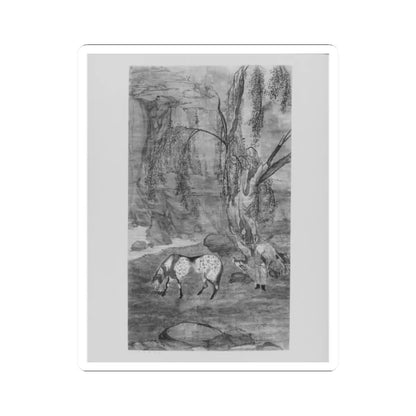 Unidentified artist - Horse, Groom, and Falcon - 17th century - STICKER Vinyl Kiss-Cut Decal
