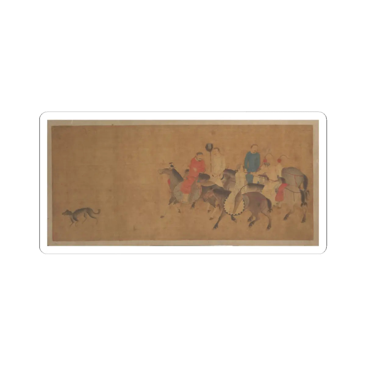 Unidentified artist - Horsemen with Dog - unknown - STICKER Vinyl Kiss-Cut Decal