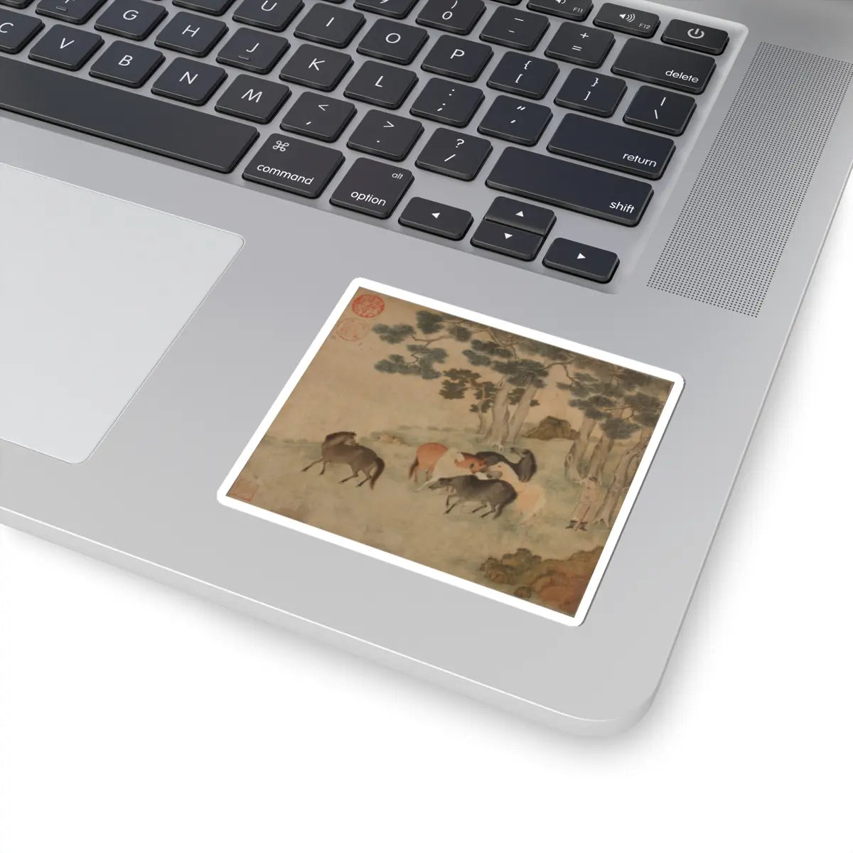 Unidentified artist - Horses in Landscape with Attendant - unknown - STICKER Vinyl Kiss-Cut Decal
