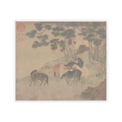 Unidentified artist - Horses in Landscape with Attendant - unknown - STICKER Vinyl Kiss-Cut Decal