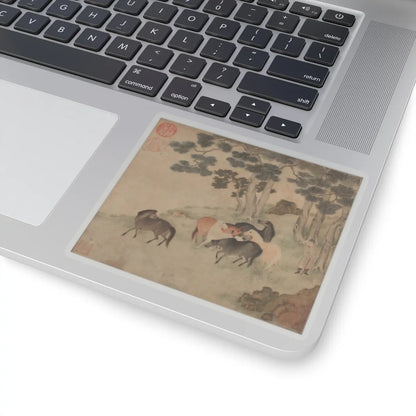 Unidentified artist - Horses in Landscape with Attendant - unknown - STICKER Vinyl Kiss-Cut Decal