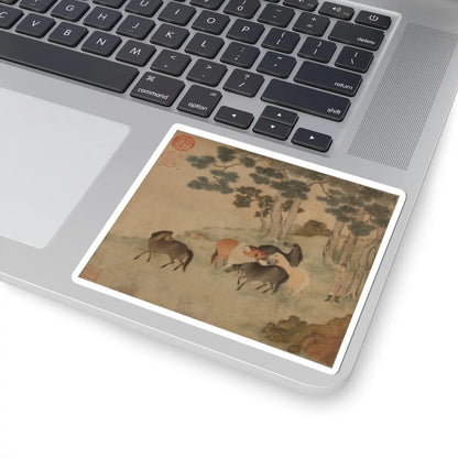 Unidentified artist - Horses in Landscape with Attendant - unknown - STICKER Vinyl Kiss-Cut Decal