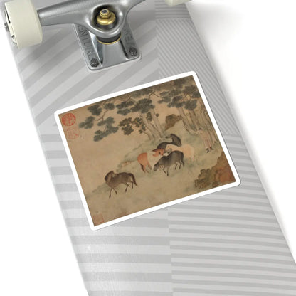 Unidentified artist - Horses in Landscape with Attendant - unknown - STICKER Vinyl Kiss-Cut Decal