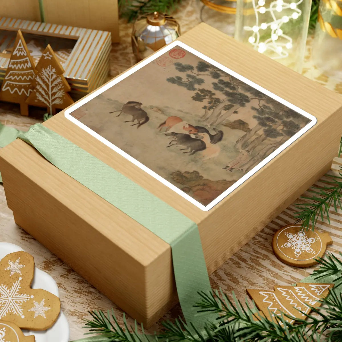 Unidentified artist - Horses in Landscape with Attendant - unknown - STICKER Vinyl Kiss-Cut Decal