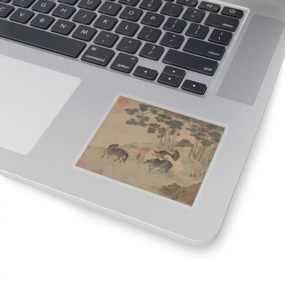 Unidentified artist - Horses in Landscape with Attendant - unknown - STICKER Vinyl Kiss-Cut Decal