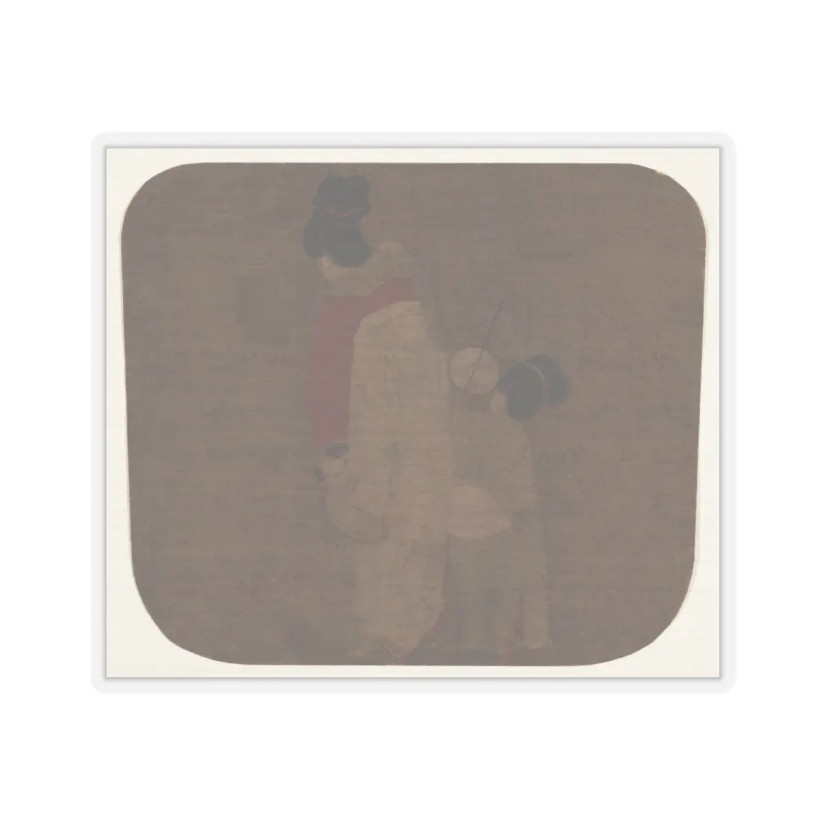 Unidentified artist - Lady and Children - unknown - STICKER Vinyl Kiss-Cut Decal