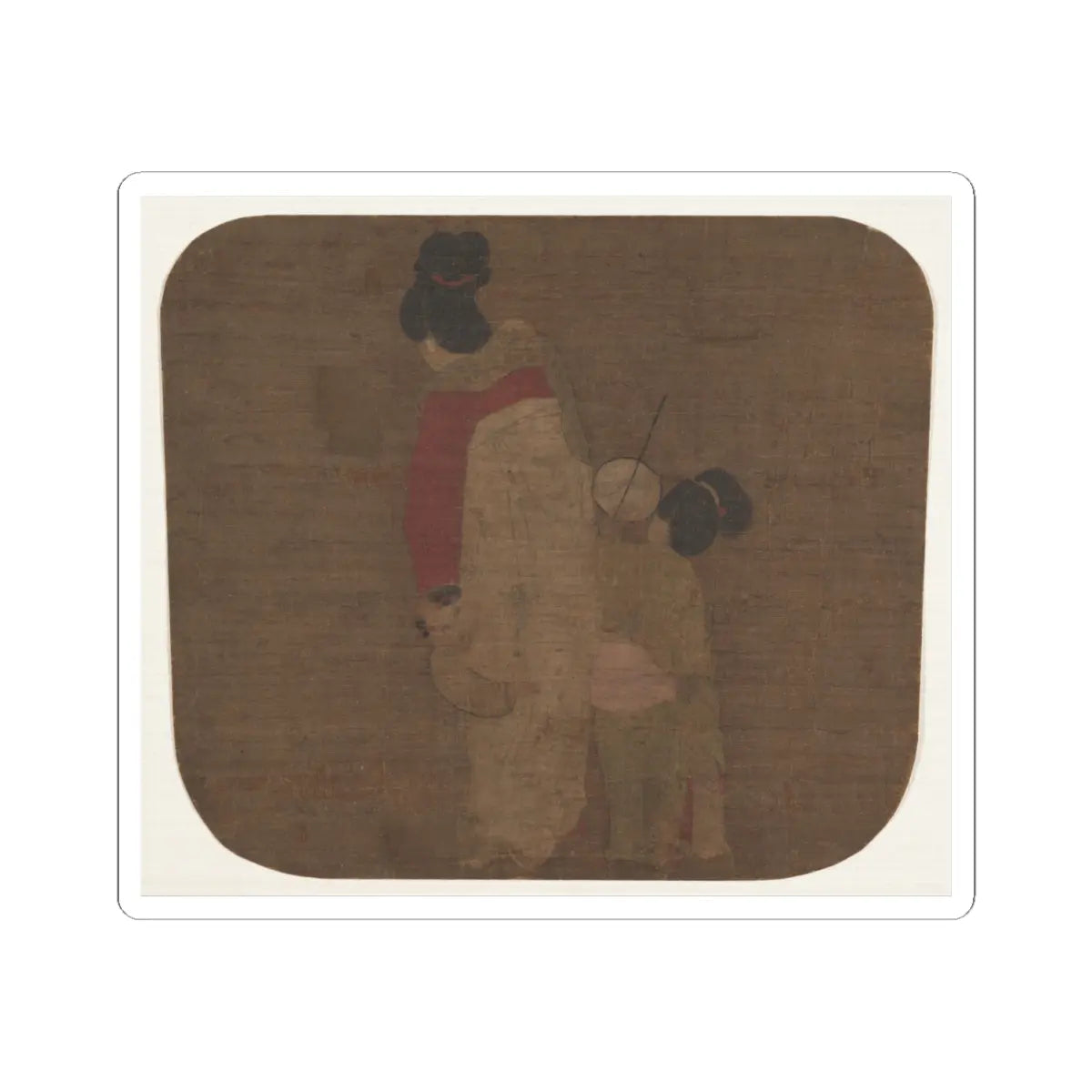 Unidentified artist - Lady and Children - unknown - STICKER Vinyl Kiss-Cut Decal