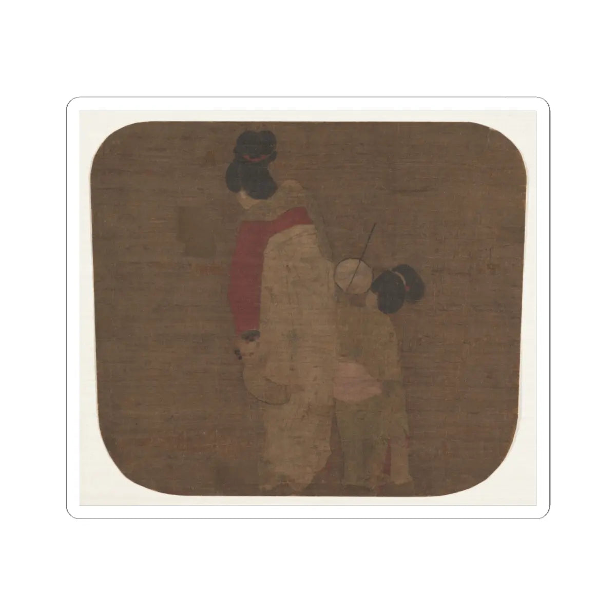 Unidentified artist - Lady and Children - unknown - STICKER Vinyl Kiss-Cut Decal