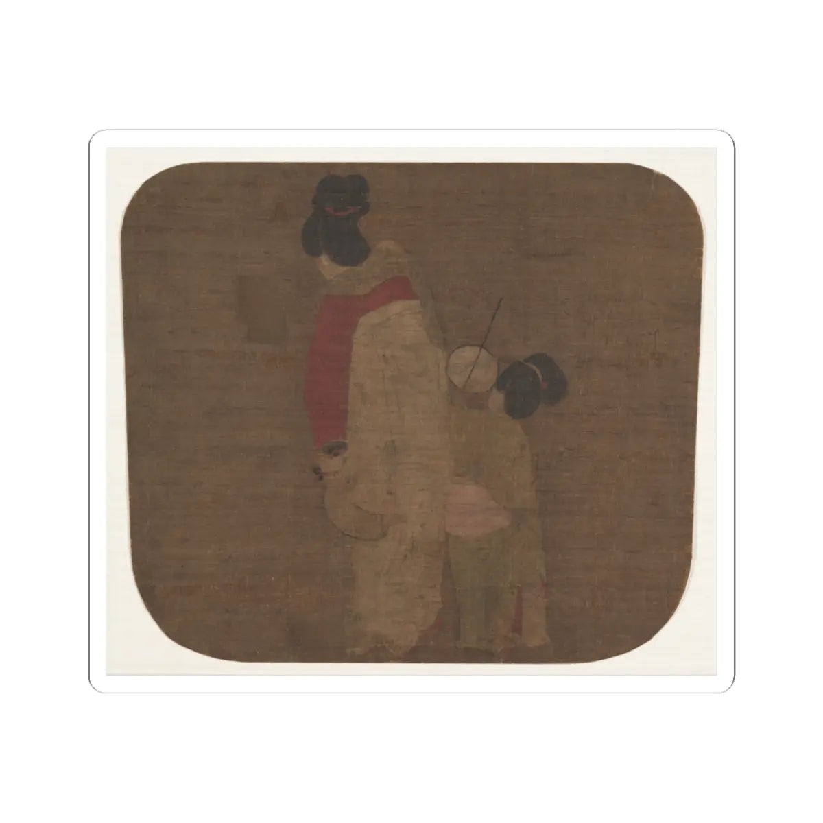 Unidentified artist - Lady and Children - unknown - STICKER Vinyl Kiss-Cut Decal