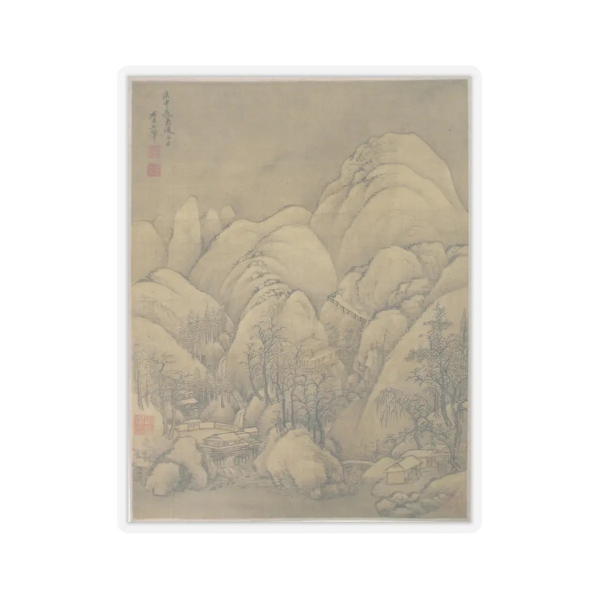 Unidentified artist - Landscape after Li Cheng - 18th century or later, v1 - STICKER Vinyl Kiss-Cut Decal