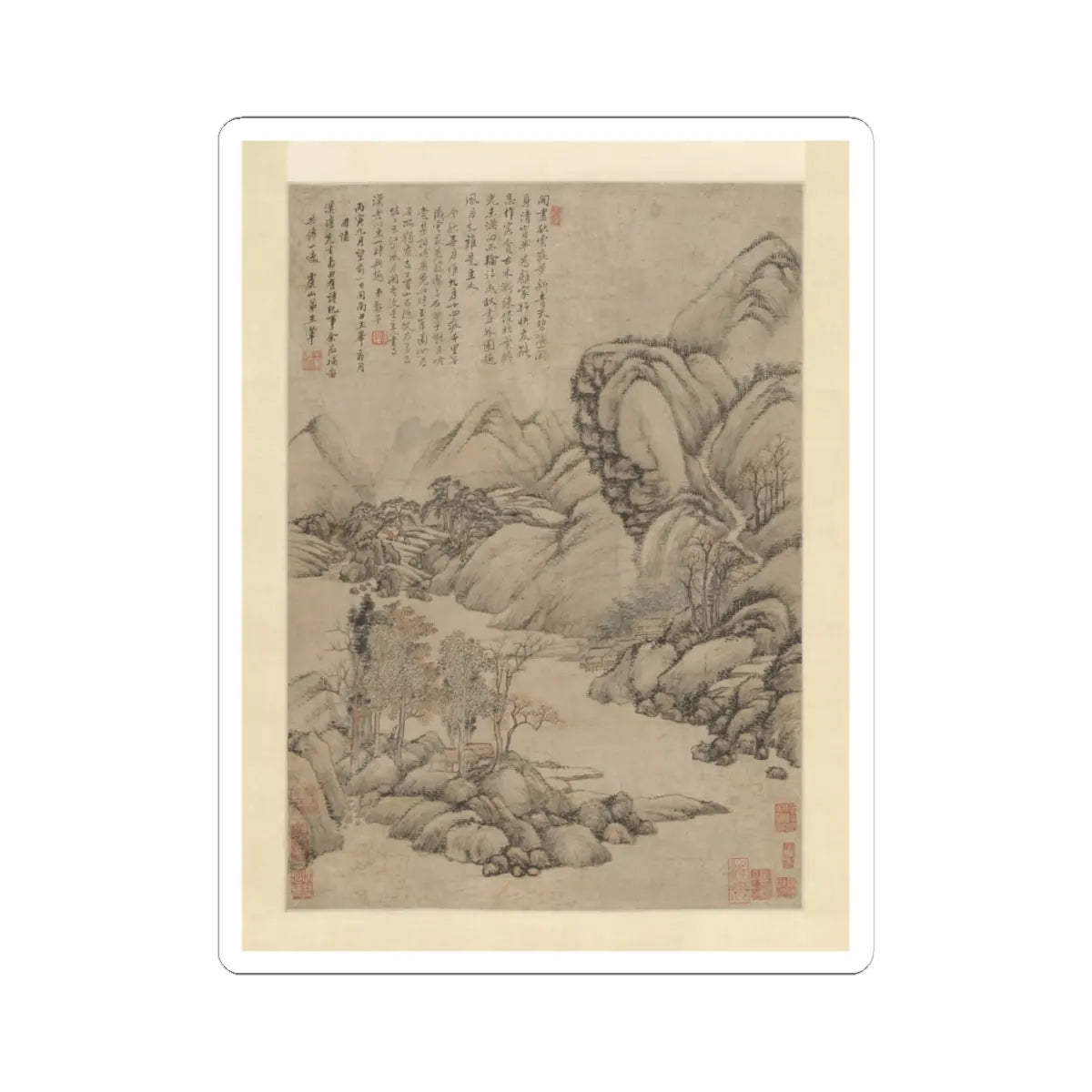 Unidentified artist - Landscape- Eve of Mid-autumn - dated 1686 v1 - STICKER Vinyl Kiss-Cut Decal