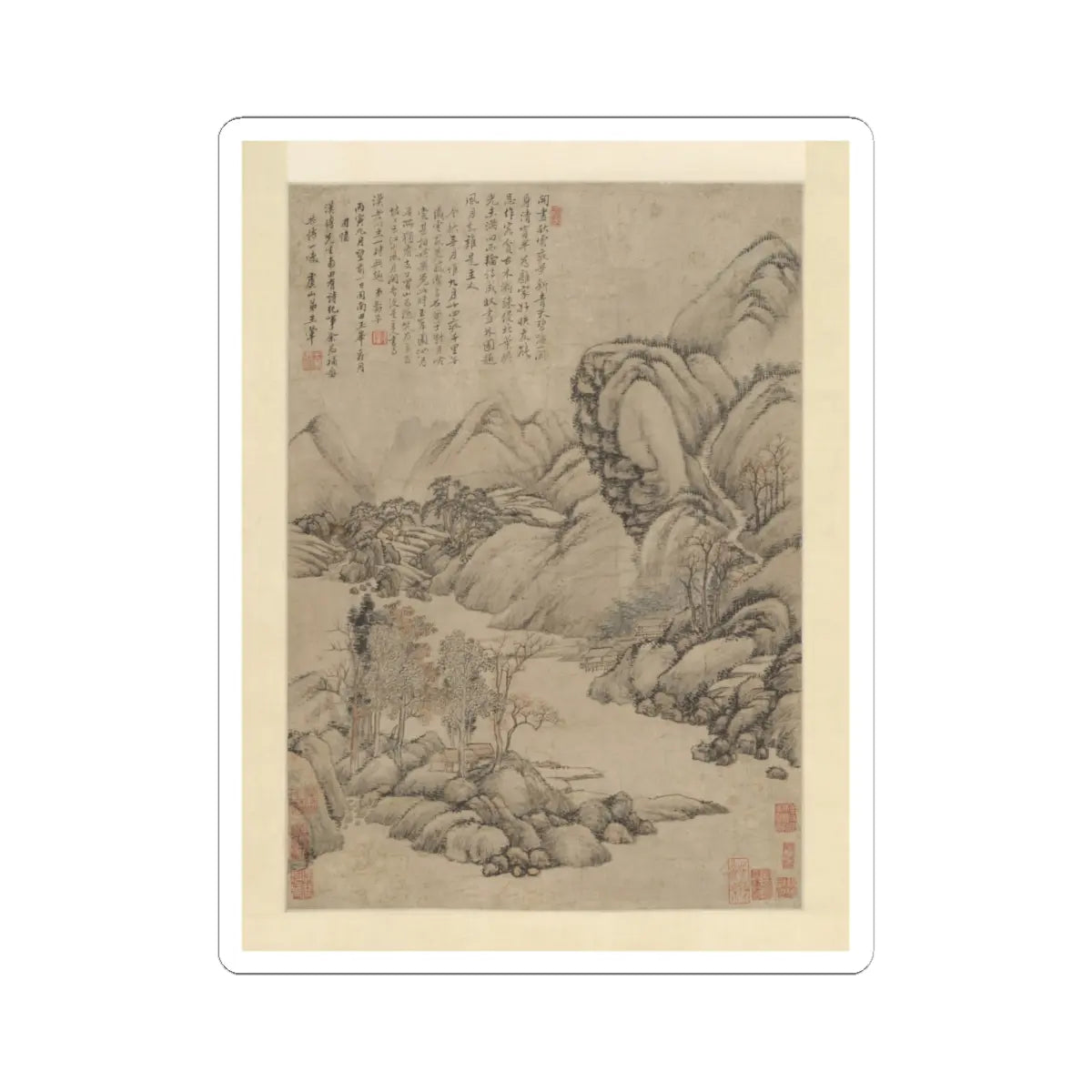 Unidentified artist - Landscape- Eve of Mid-autumn - dated 1686 v1 - STICKER Vinyl Kiss-Cut Decal